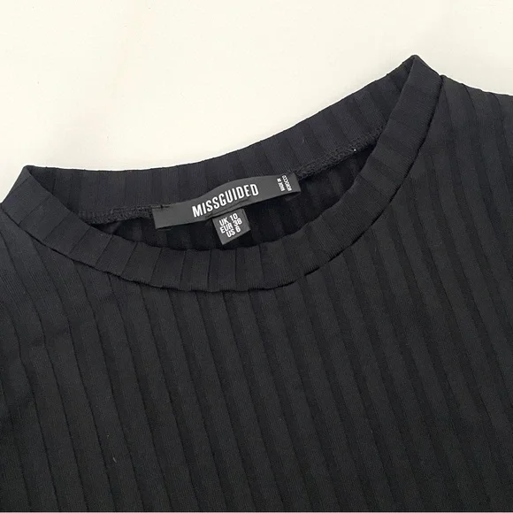 Missguided Ruched Ribbed Knit Side Tie Top - Picture 3 of 6